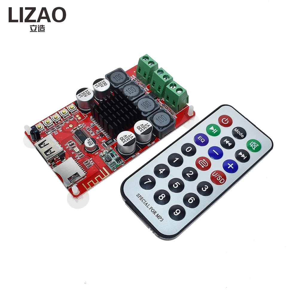 LIZAO TPA3116 50W+50W Bluetooth Amplifier Board, Multi-function Audio Module with TF/U Disk Player, FM Radio and Remote Control