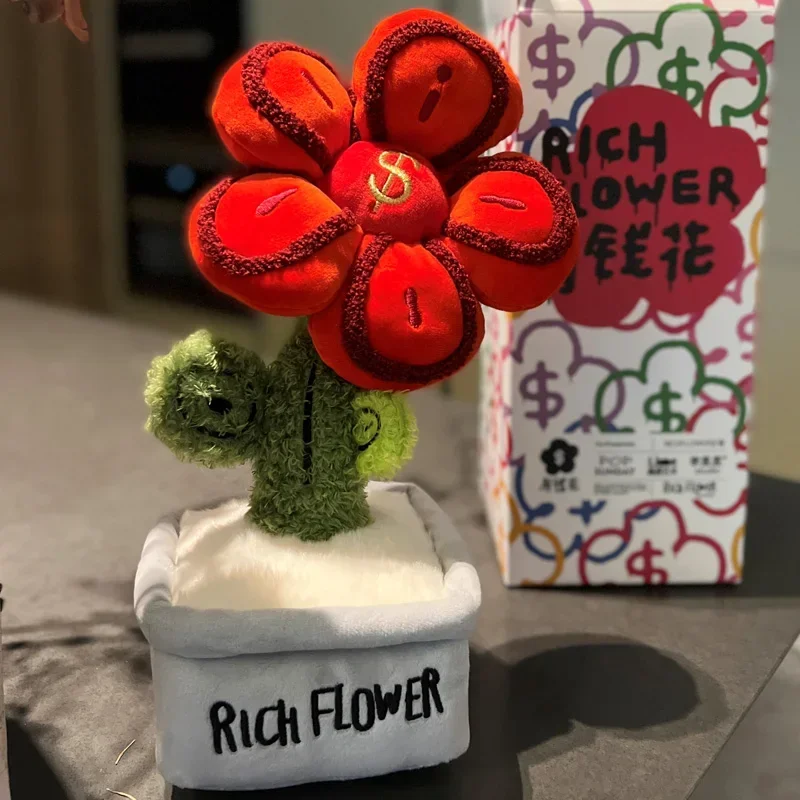 32cm Rich Flower Potted Plant Trendy Soft Plush Doll Desktop Model Ornament Lucky Decoration Children Festival Birthday Gift Toy