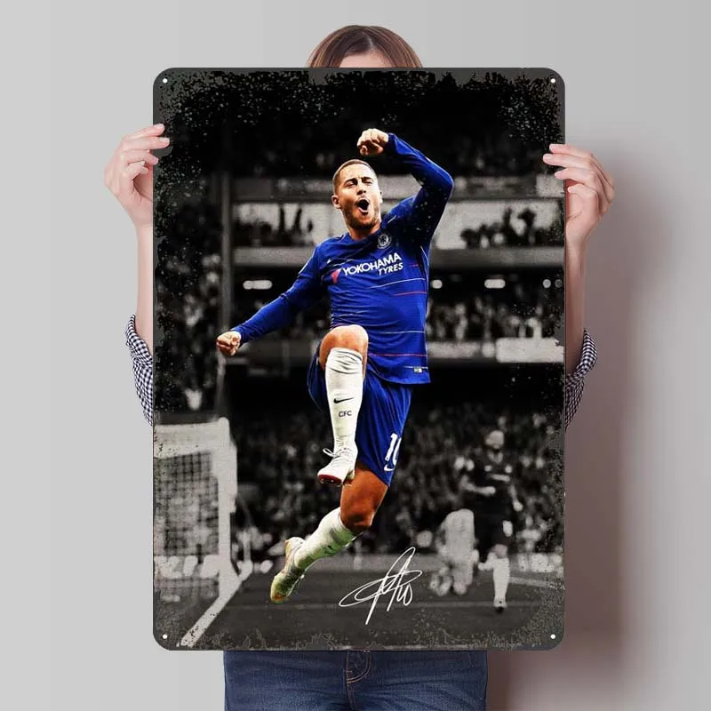 Eden Hazard Tinplate Sign Sports Poster Vintage Home Decor Items Customizable Metal Signs for Wall Art Decoration Room Decor Men