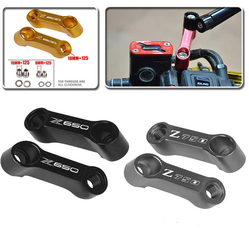 

For Kawasaki Z650 Z750 Z800 Z 650 750 800 Motorcycle Rearview Mirrors Extension Riser Extend Adapter Mirror Extende