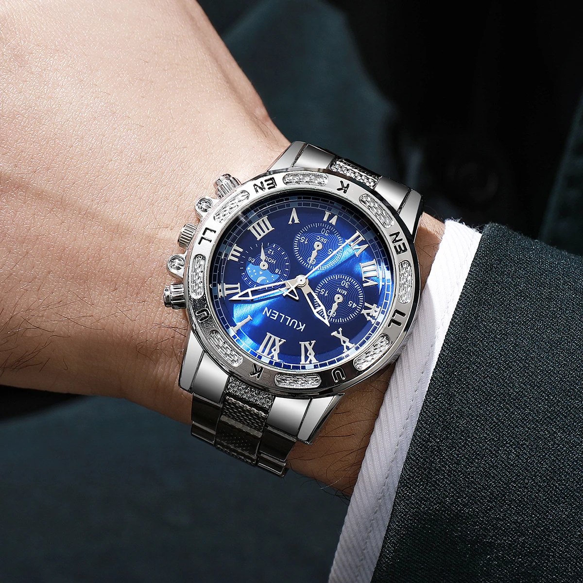 นาฬิกาข้อมือผู้ชายแบบสุ่ม 1 ชิ้น กล่องสุ่มสุดหรู หน้าปัดใหญ่ นาฬิกาควอตซ์แฟชั่นสำหรับผู้ชาย นาฬิกาธุรกิจ Reloj Hombre