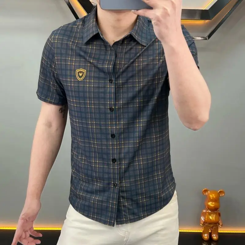 

Men's Faionable Plaid ort Sve irt Casual Slim Fit Winter Tour irt High End European Sle 2025 New Summer irt
