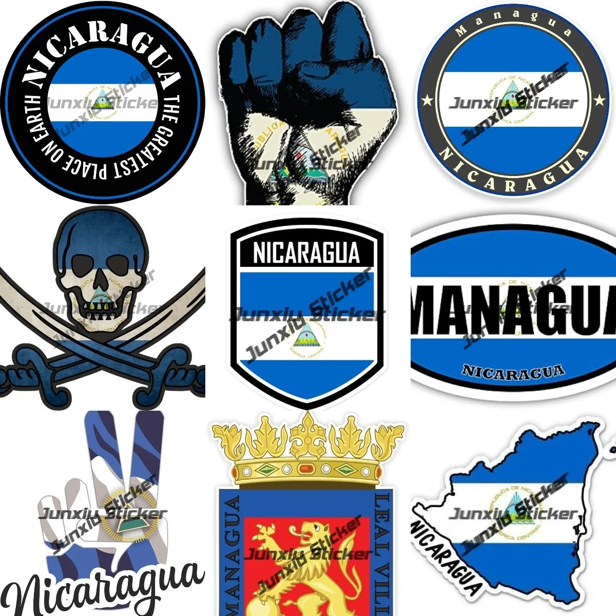 Nicaragua Emblem Stickers Managua Nicaragua Coat of Arms UV Protected Decals Show Your National Pride with Durable Accessories