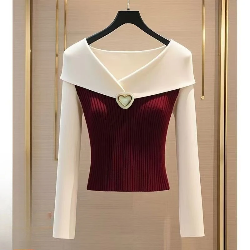 Autumn Elegant Korean Style V-neck Pullover Women Sweater Slim Fit Female Long Sleeve Knitted Top Fall Casual Winter Knitwear