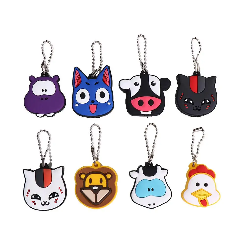 

Key Chain Pendant LED Light Key Cover PVC Animals Shape Cap Head Cover Cartoon Silicone Key Ring Lady