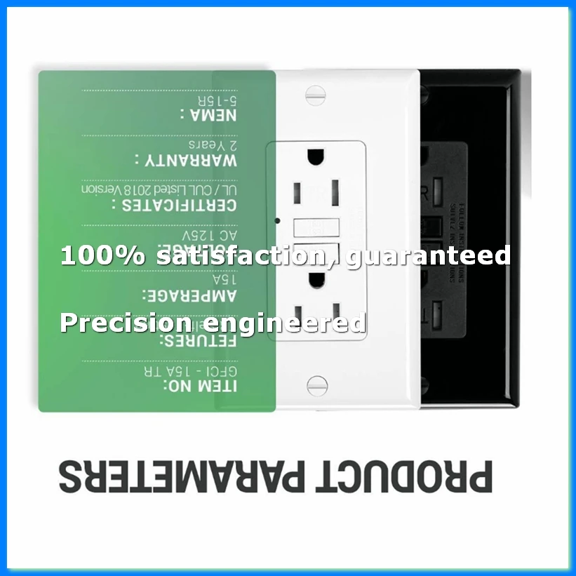 

GFCI Outlet 15 Amp, Self-Test GFI Electrical Outlet, Tamper GFCI Receptacle with Wall Plate Black-A79U