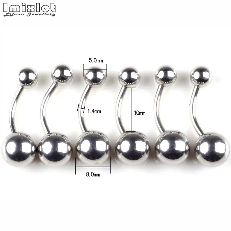 10pcs/lot Piercing Navel Surgical Stainless Steel Belly Button Rings Navel Piercing Ombligo 5/8mm Ball Nombril Body Jewelry