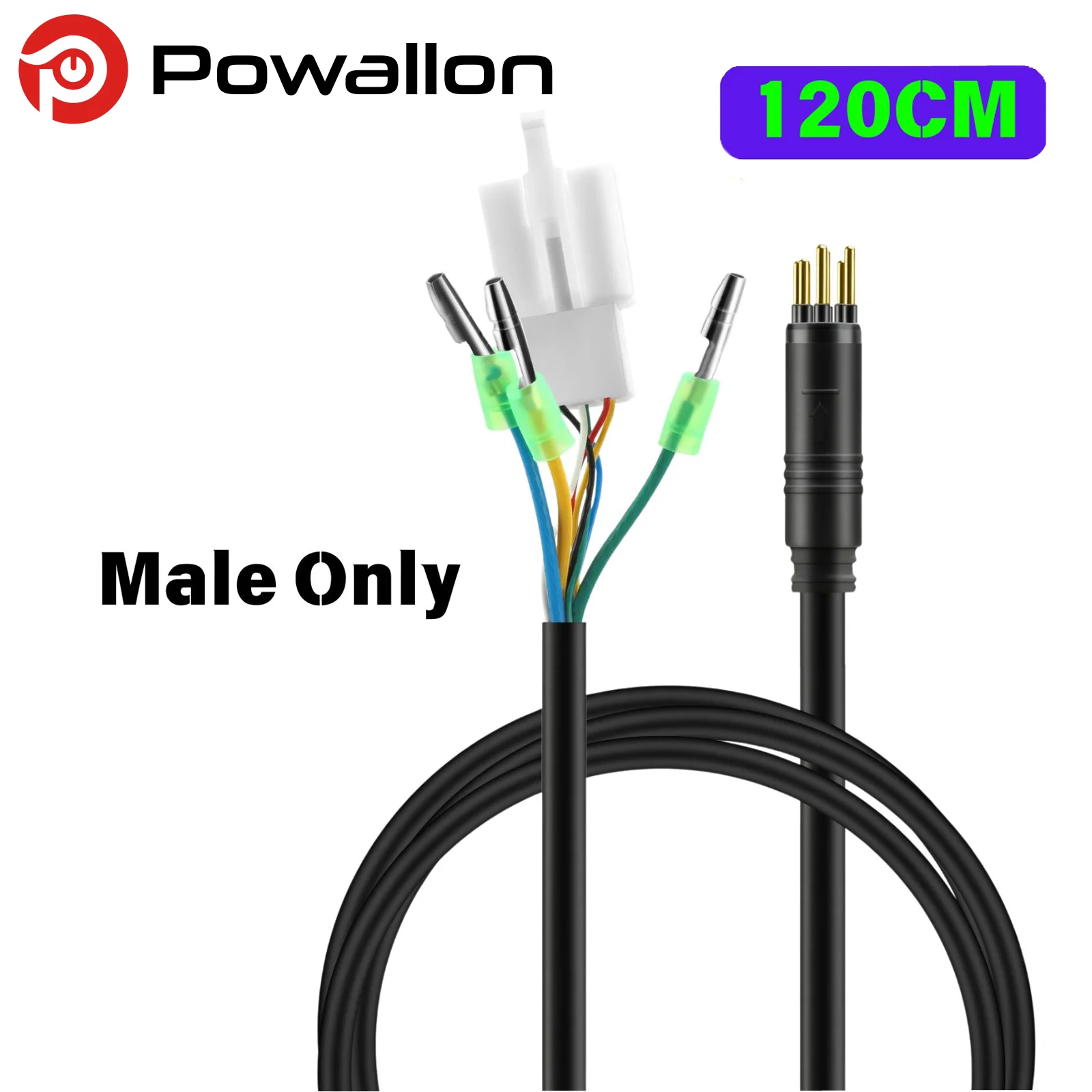 9-poliges EBIKE-Radnaben-Motorkabel, E-BIKE-Verlängerungskabel mit wasserdichtem Anschluss, 60 cm/120 cm, goldener und SM-Stecker optional