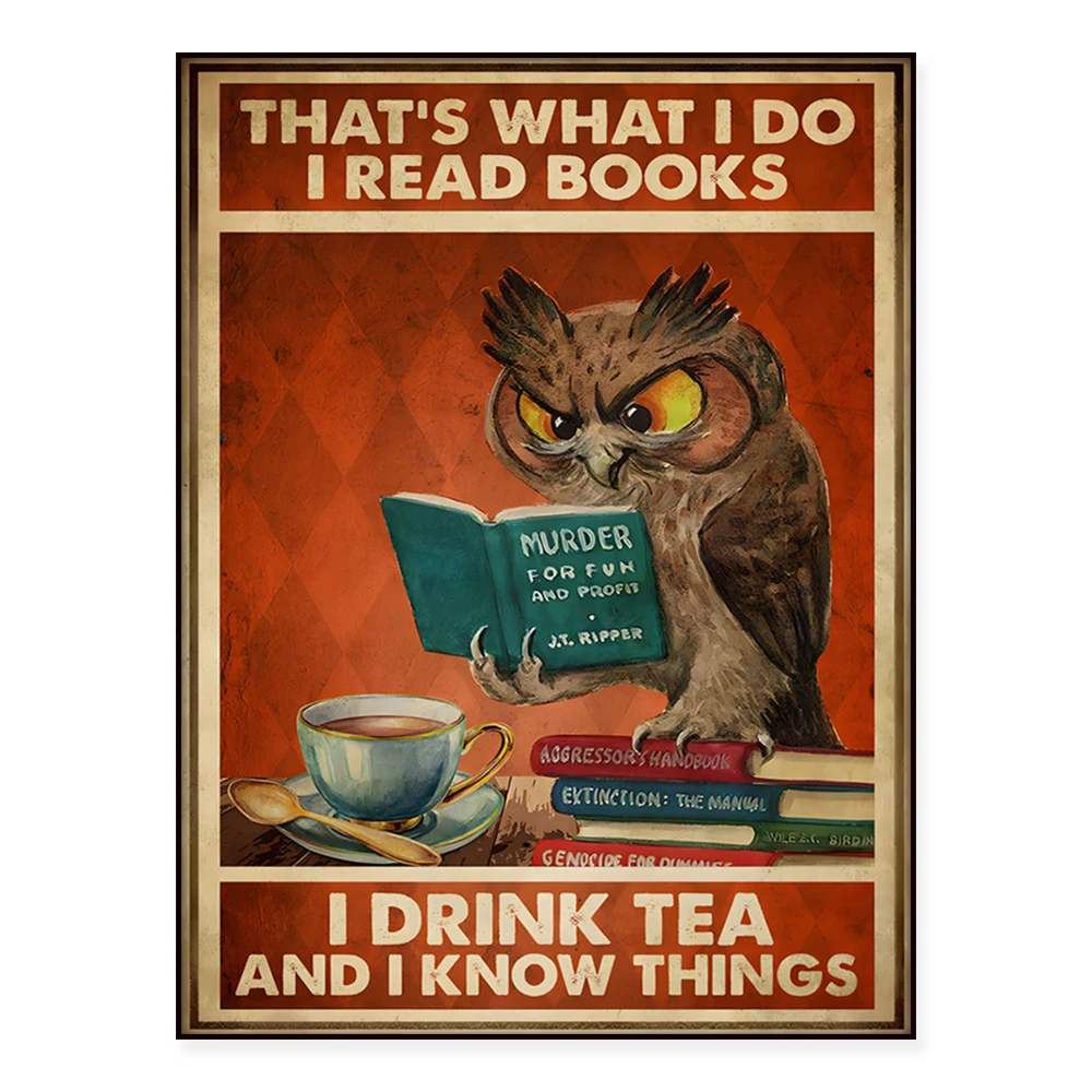 Owl This is what I do I read books I drink tea I know things poster book lovers 1 life home decoration wall art posters