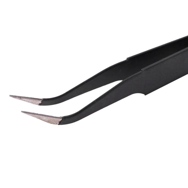 ABIT 6X Nail Art Strass Wimpers Verlenging Rechte en gebogen pincet Gereedschapsset-zwart