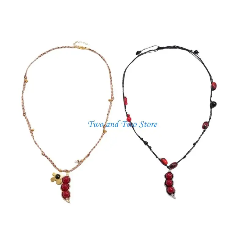 

HX6F Unique Ethnic Oval Bean Shaped Pendant Acrylic Bead Chain Accessory