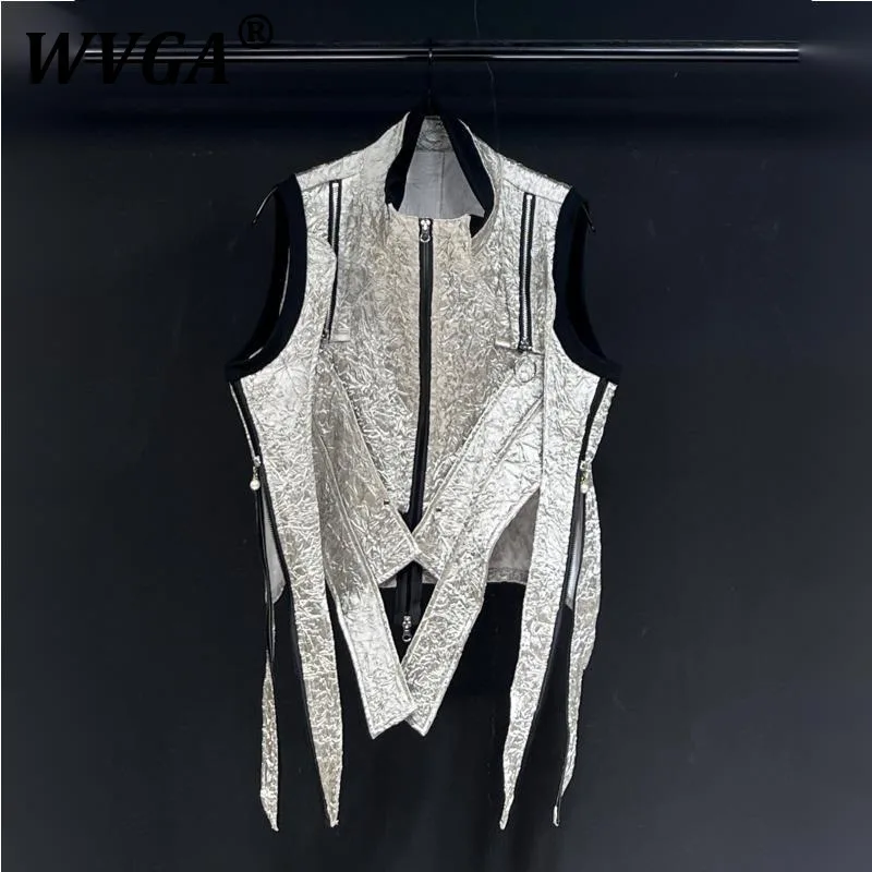 

WVGA Летние новые мужские топы без рукавов Tide Y2K High Street, оригинальный дизайн, модные топы без рукавов в стиле панк, нишевые шикарные повседневные жилеты с лентой Ins W8630