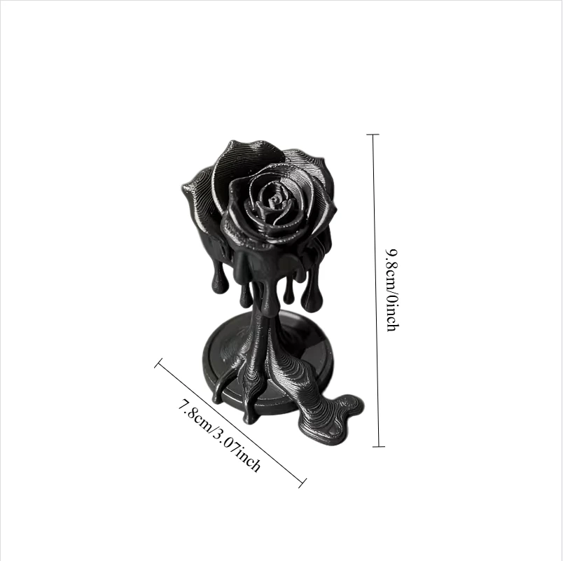 Melting Rose Figurine Black Rose Statue Gothic Floral Tabletop Bedroom Window Sill Decor Dark Aesthetic Small Art Sculpture Gift view 4
