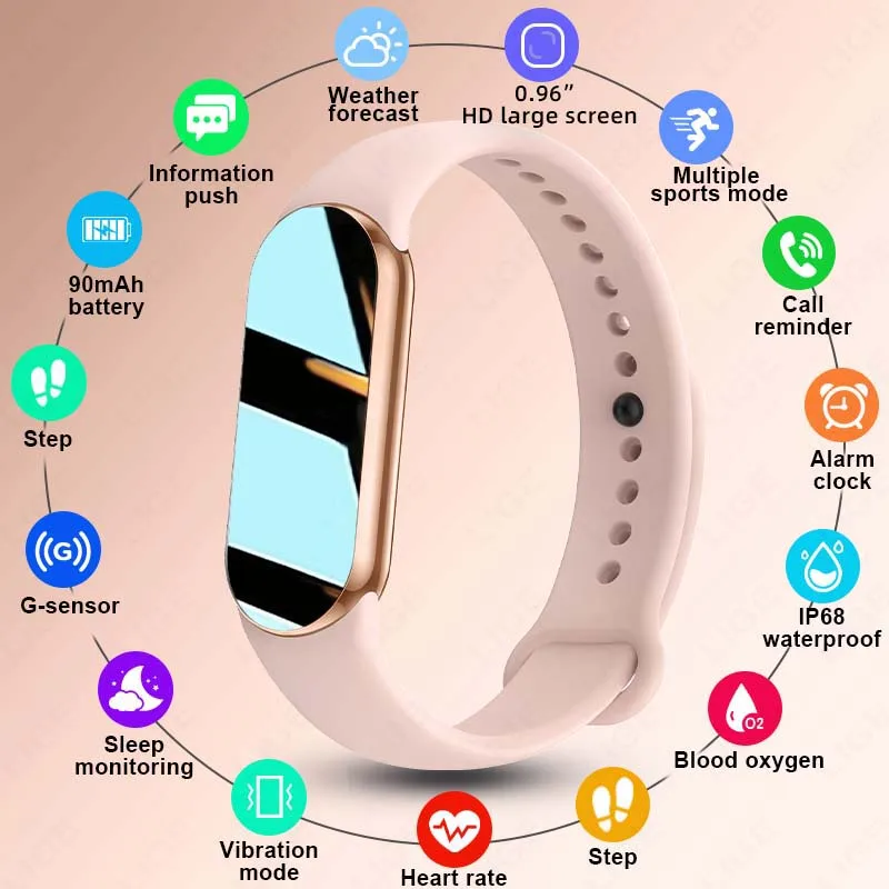 LIGE New Smart Watch Women Call Reminder Bracelet Sports Fitness Women Watches Heart Rate Monitor IP68 Waterproof Men Smartwatch