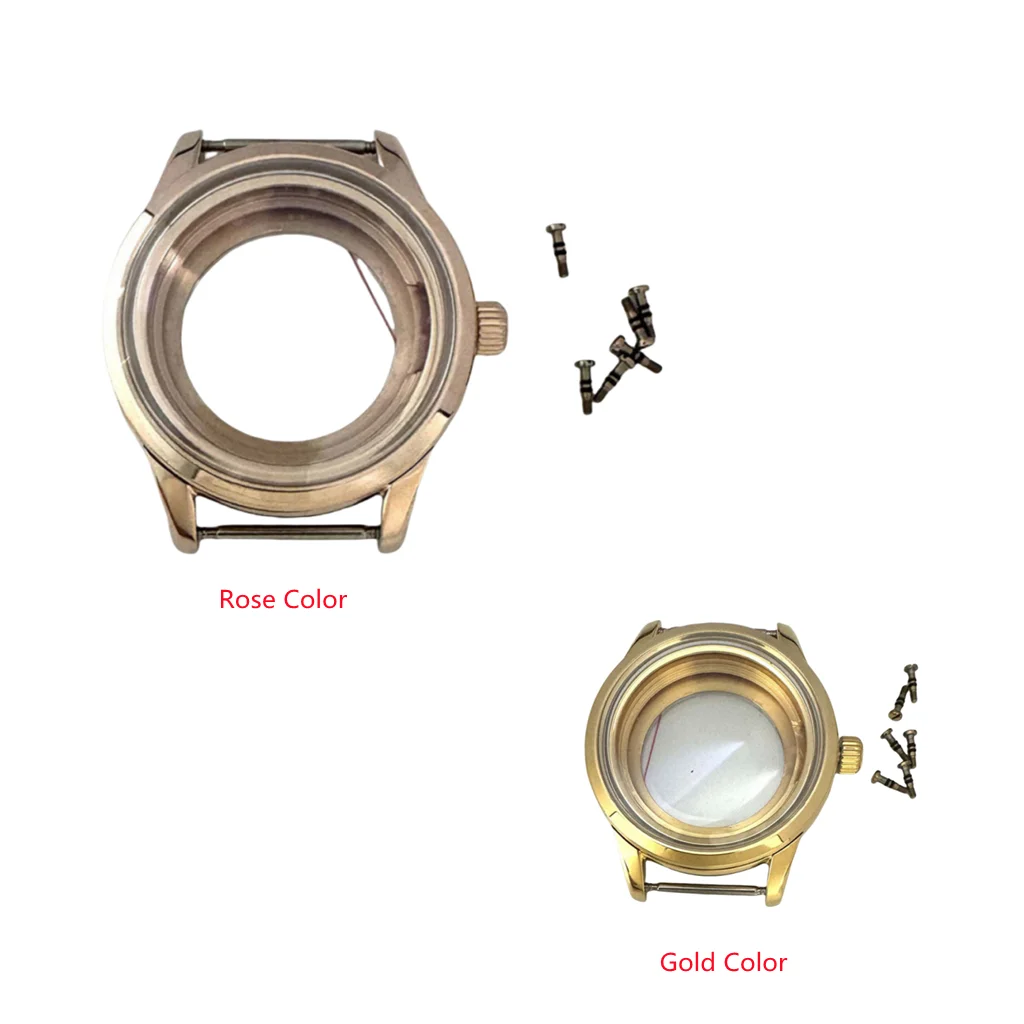 Cassa inferiore trasparente da 39 mm Guscio in PVD in acciaio 316L oro rosa per parti di orologi per la modifica del movimento NH35/ NH36/ 4R/ 7S