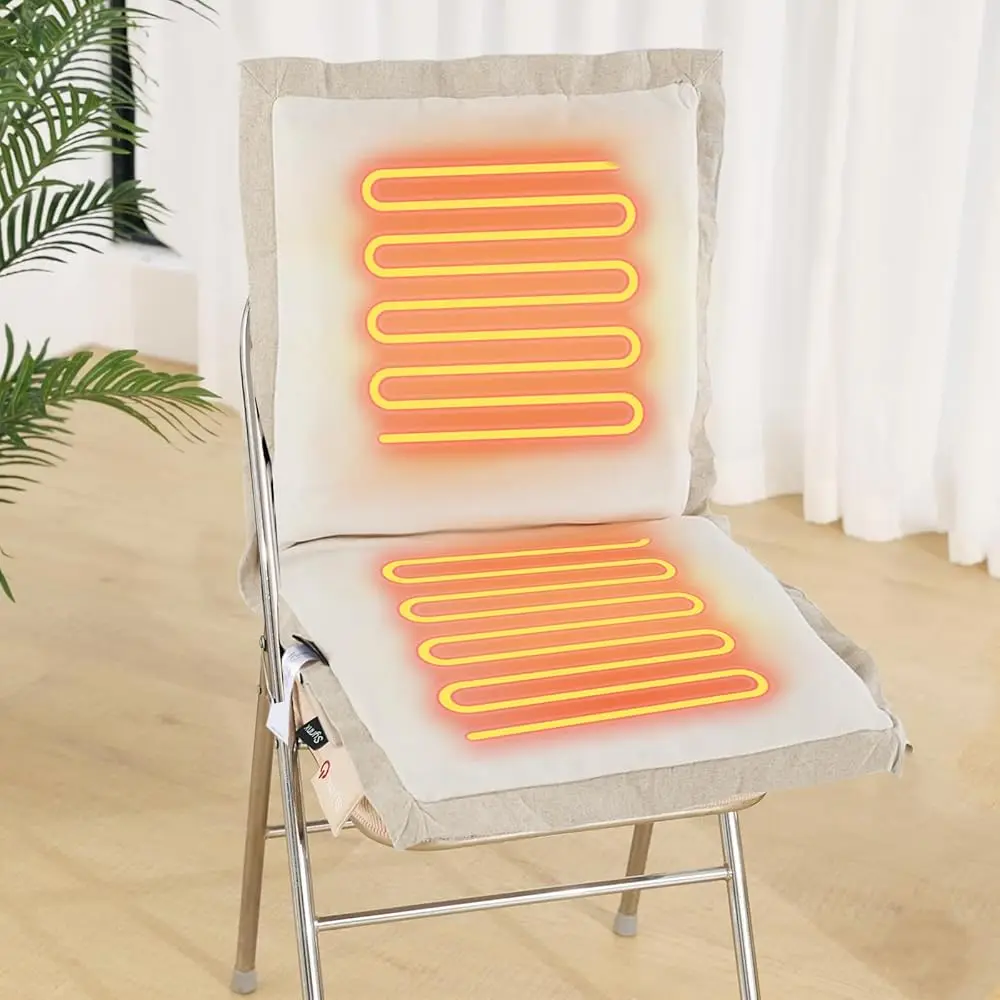 

Heated Seat Cushion-Soft Electric Heating Chair Pad With 3 Temperature Setting,Portable Heated Seat Cover For Home&Office Long