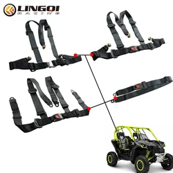 LINGQI RACING Motorcycle 4 Point Mounting Seatbelt Seat Belt Safety HarnessStrap Nylon Belts For Go Kart Buggy Quad ATV UTV