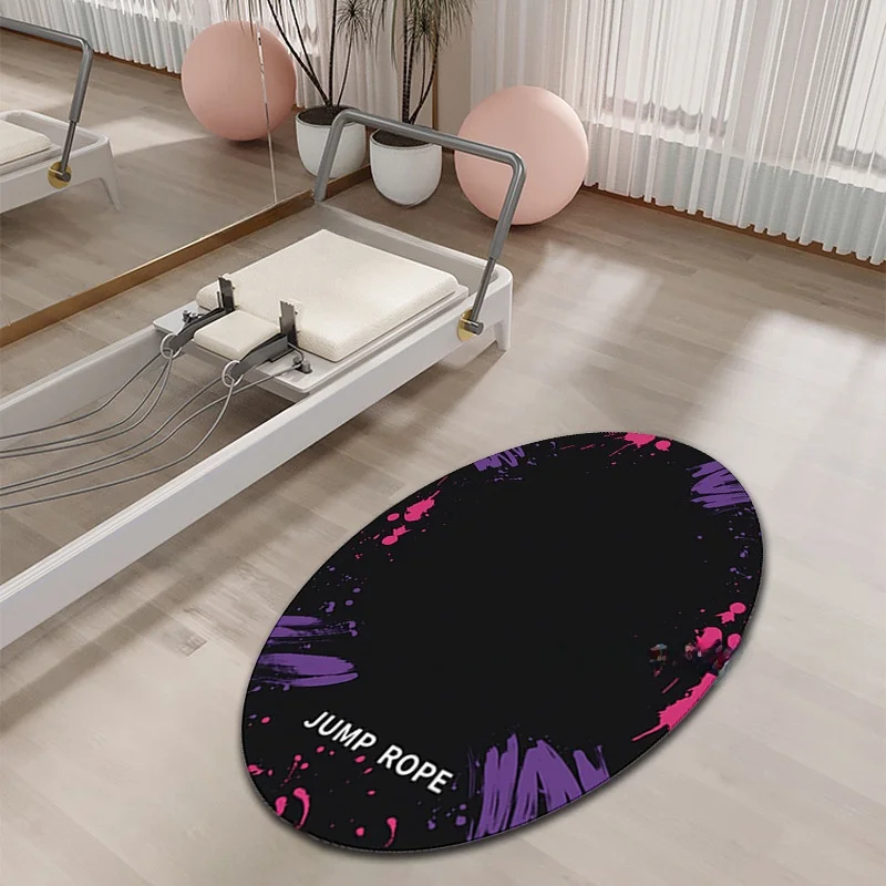 

Крытый эллиптический коврик для прыжков со скакалкой, звукоизоляционный коврик для йоги Fitn o, впитывающий ковер, коврик для упражнений большого размера, нескользящий напольный коврик