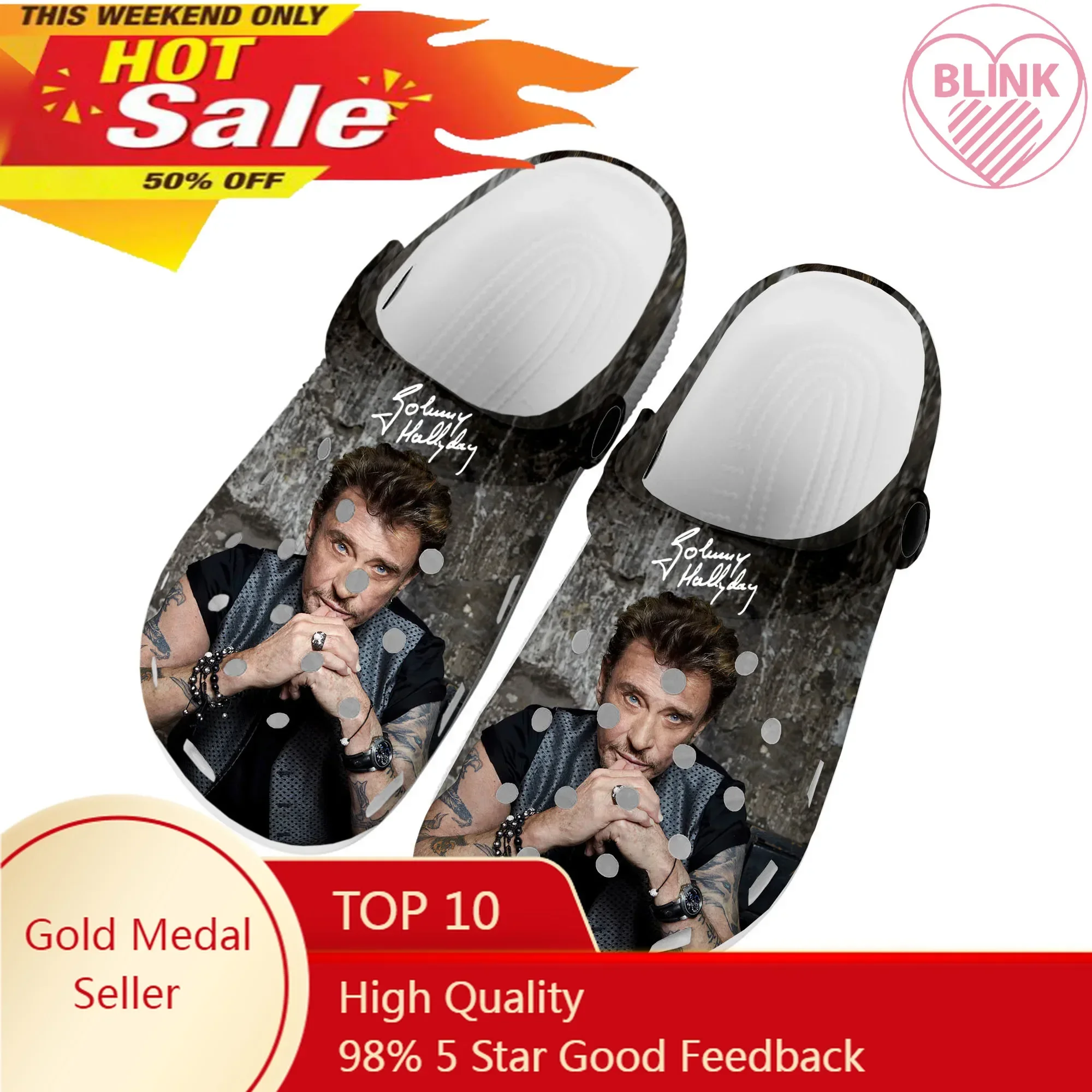 

Johnny Hallyday Rock Singer Home Clogs Custom Water Shoes Mens Womens Teenager Shoe Garden Clog Sandals Beach Hole Slippers