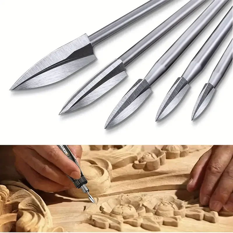 5Pcs Wood Carving Engraving Drill Accessories Drill Bits Wooden Crafts Grinding Woodworking Tools with 1/8 Shank Rotating Tools