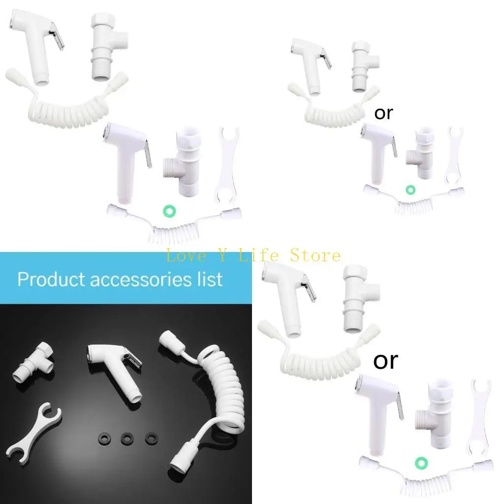 

L74C Portable Bidet Sprayer Set with Spring Hose & Holder Universal Handheld Bidet Sprayer Durable Bidet Cleaning Faucets Set