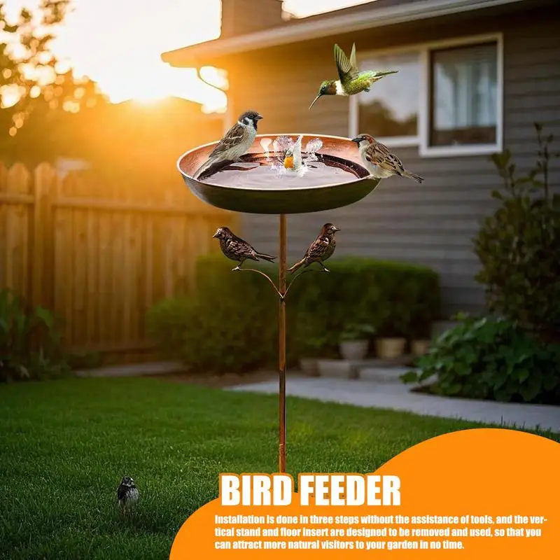 Baños para pájaros para exteriores, cuenco de Metal para jardín de pie, alimentador de baño de pájaros de Metal, bañera para pájaros de 32 pulgadas de alto a prueba de herrumbre