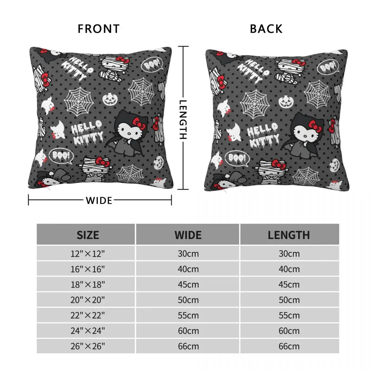 Hello Kitty Halloween Cartoon Cute Pillow Cover Funny Pillow Case For Living Room Chair Cushion Cover Square Design Pillowcases