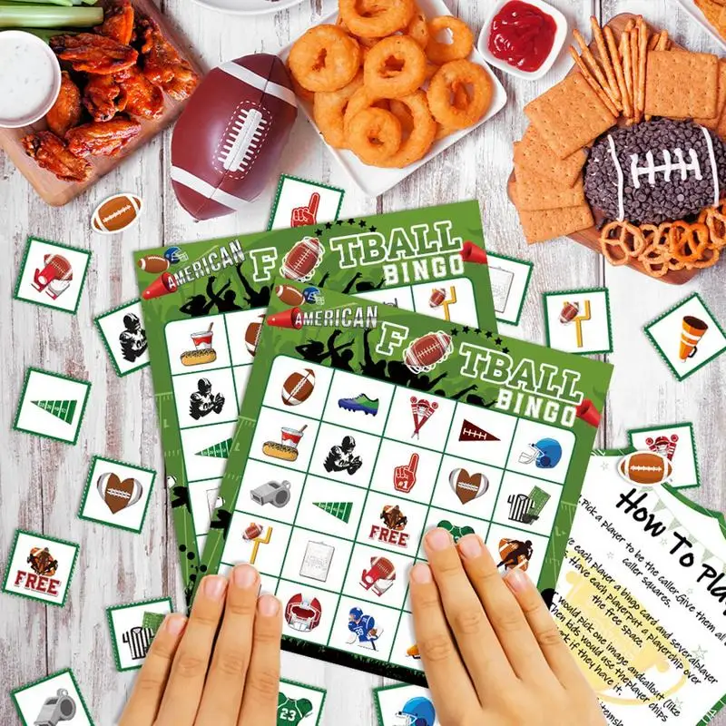 Bingo Game Set Calling Card Set For 24 Players Football Bingo Board Game Card Football Themed Challenge Game Decks Family Board