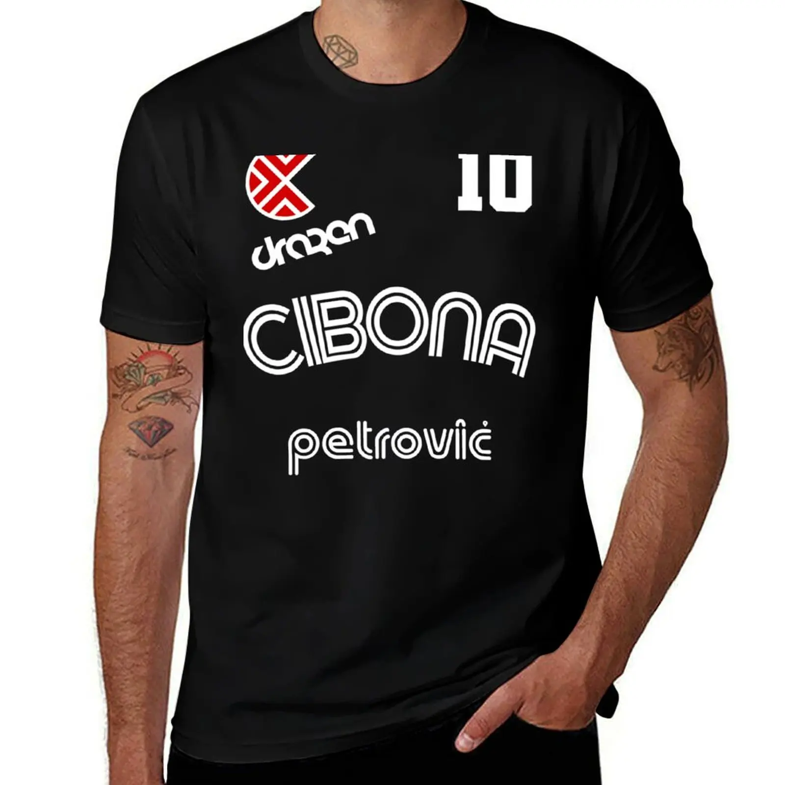 Drazen Petrovic Retro Croatia Basketball Jersey T-Shirt Gym Wear Breathable Short Sleeve Tee T-Shirt