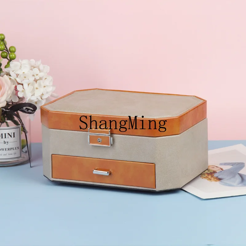 FG retro large-capacity jewelry storage box two-layer jewelry storage box ring storage box