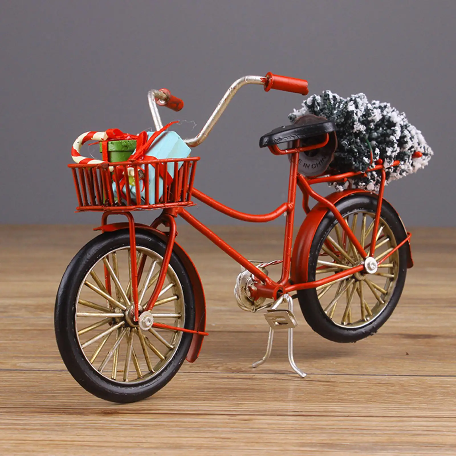 Veículos de mountain bike escala 1:10, bicicleta de dedo com caixa de presentes, modelo de casa de bonecas, quarto, escritório, decoração de mesa, brinquedos infantis