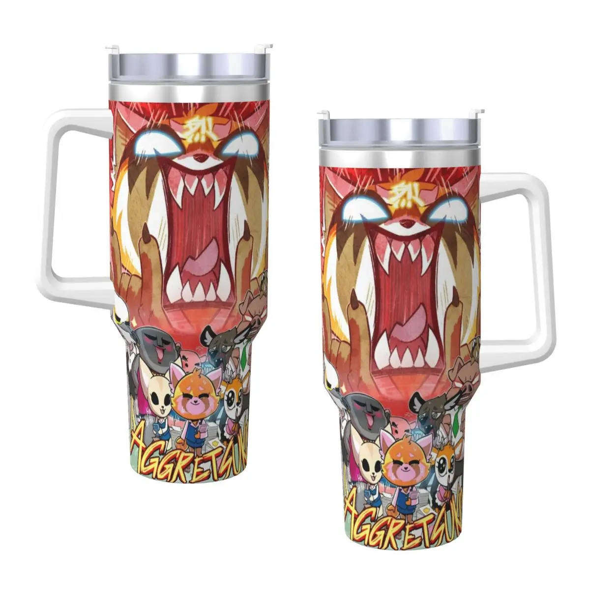 Aggretsuko Cartoon Tumbler Cold Drink Water Bottle Heat Preservation Stainless Steel Thermal Mug Design Travel Mugs Cup