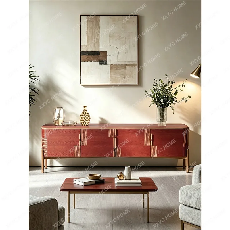 Light luxury TV cabinet Home living room art color matching decorative cabinet Modern high-end storage side cabinet