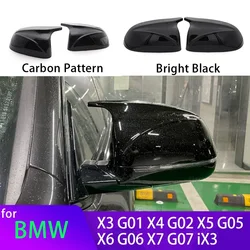 Fibra de carbono porta de visão traseira do carro asa espelho lateral capa tampas escudo caso para bmw x3 g01 x4 g02 x5 g05 2018-22 preto estilo m3