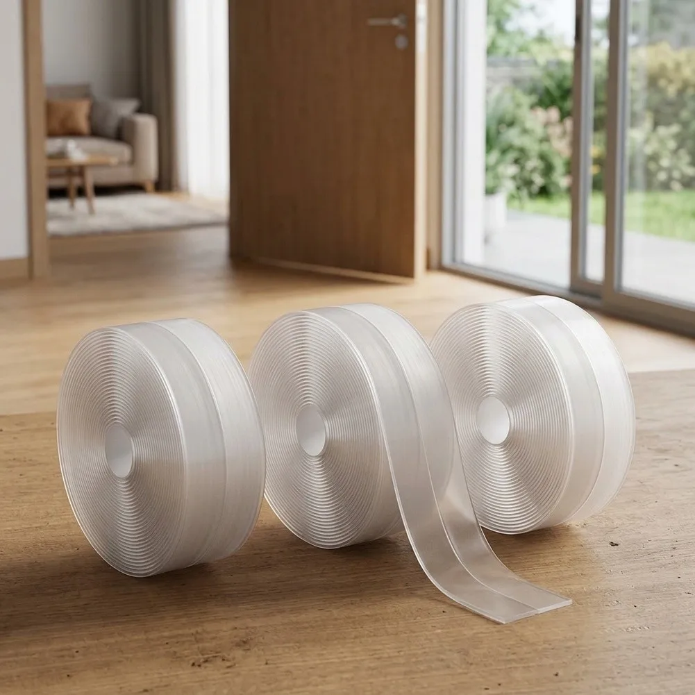 Silicone Door Seal for Weatherproofing 5m per Roll 25mm 35mm Width Transparent Weather Stripping for Windows and Doors 3 Rolls