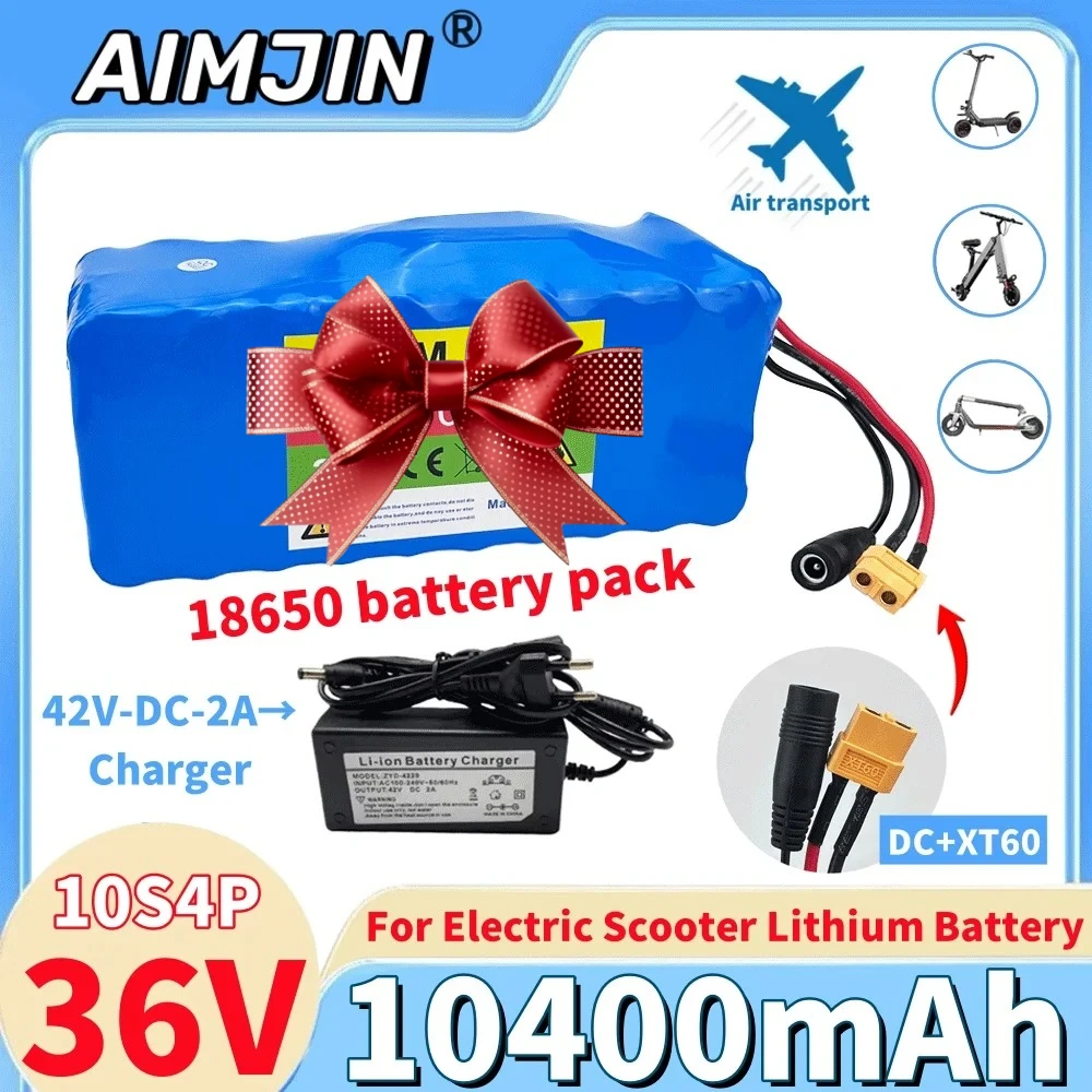 

Newly upgraded 36V battery 10S4P 10400mAh battery pack 1000W high-power battery with BMS/30A fuse+42V 2A charger