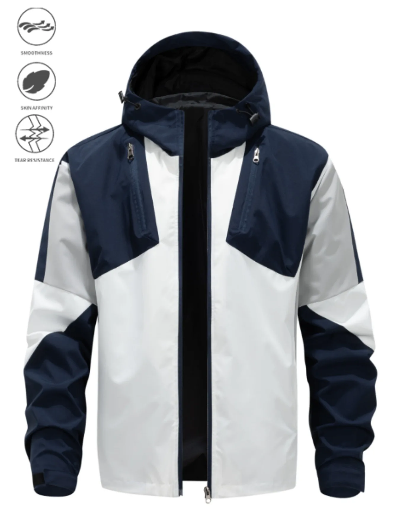 Men's Hooded Spring Autumn Thin Jacket Sporty Running Top Fashionable Mountaineering Coat Casual Outerwear