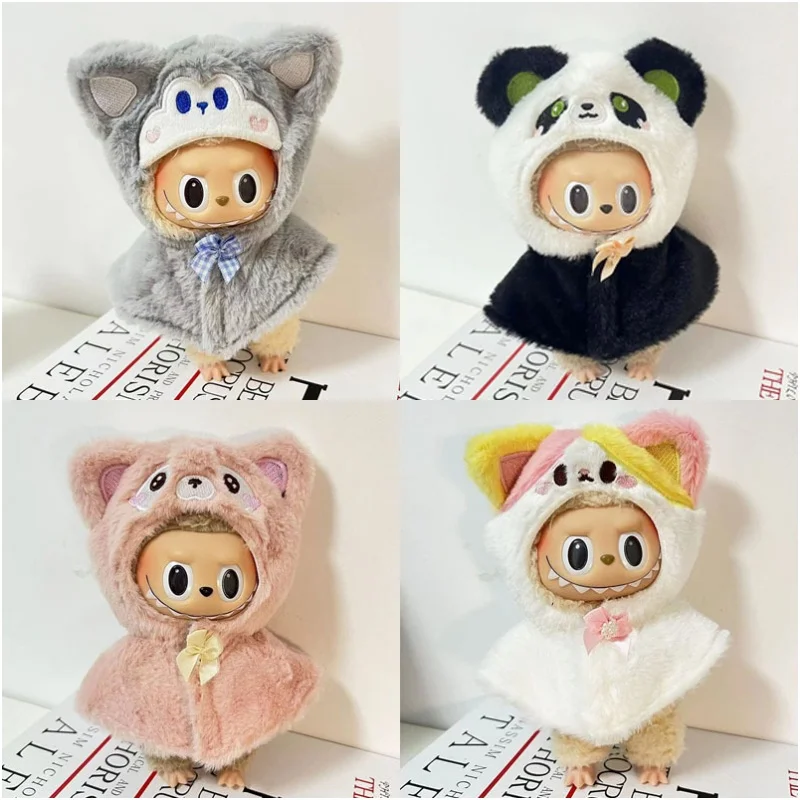 Hot Only Selling Clothes 17cm First Second Generation Labubu Doll Only Clothes Panda Fox Cloak Multi Color Cute Decoration