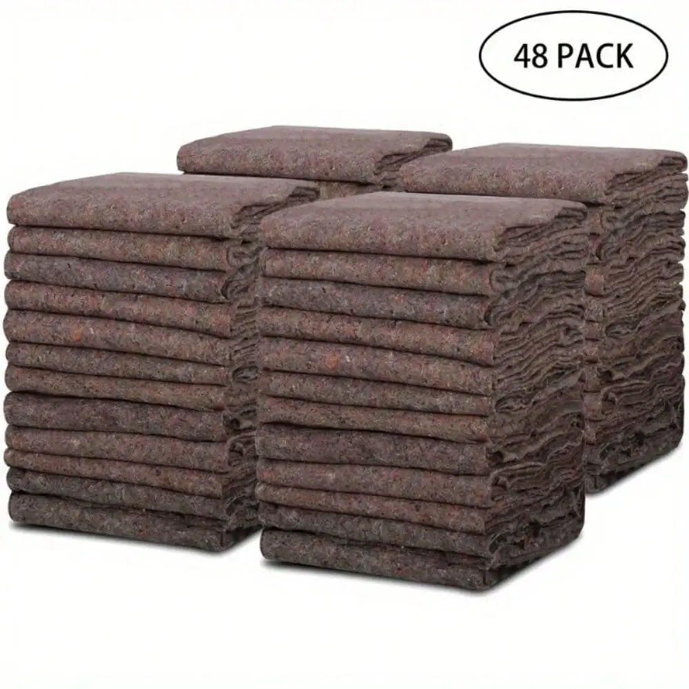 48 แพ็คสีน้ําตาล 80x72 นิ้วผ้าห่มมือถือมัลติฟังก์ชั่น,Heavy Duty Shipping เฟอร์นิเจอร์อุปกรณ์เสื่อป้องกัน