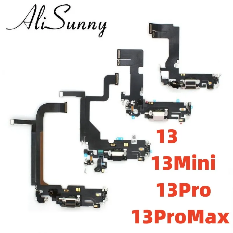 1pcs Charging Port Flex Cable For iPhone 14 11 12 13 Pro Max SE2 USB Charger Dock Connector With Microphone  Ribbon Repair