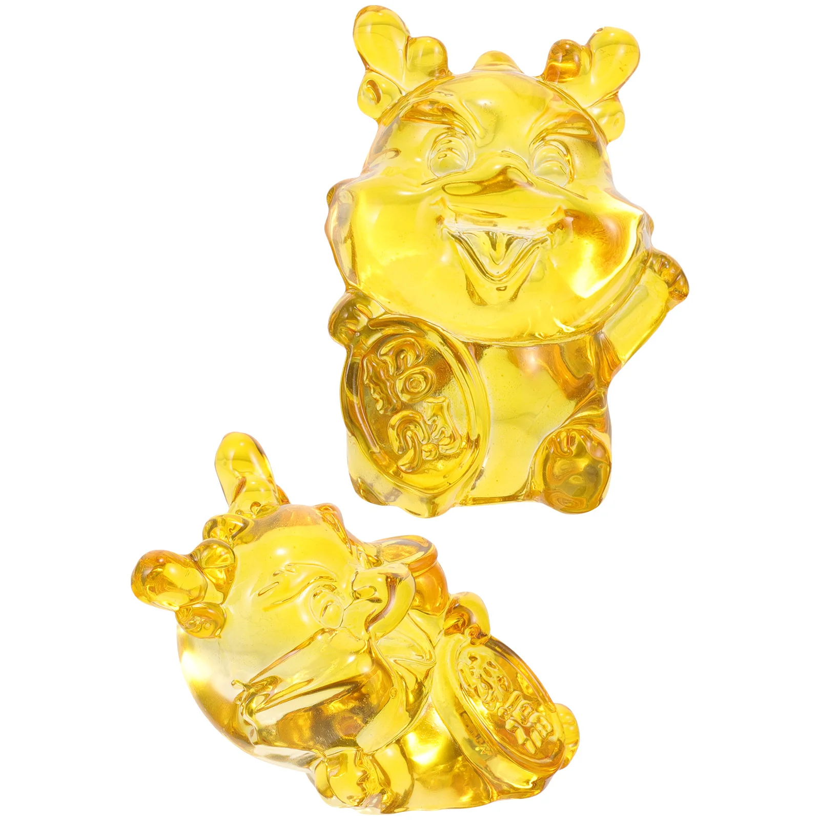 

2pcs Crystal Dragon Figurines White Miniature Statues Desktop Decor Sturdy Resin Animal Sculptures Lightweight Portable