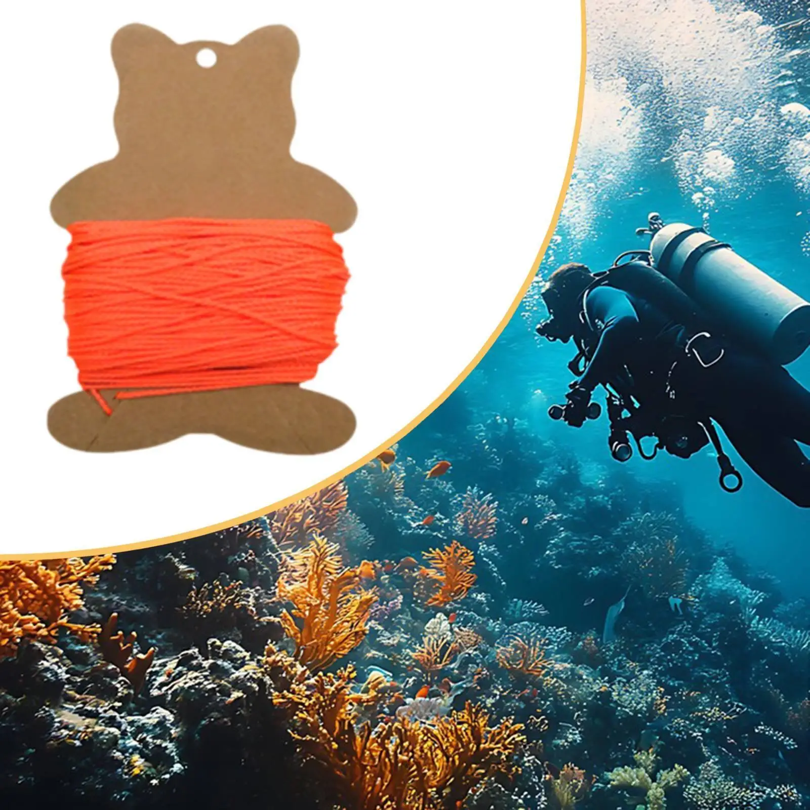 High Strength Round Line for Scuba Dive Reel Diameter 15mm Practical Beginner Portable Scuba Line Length 50M Diving Accessories