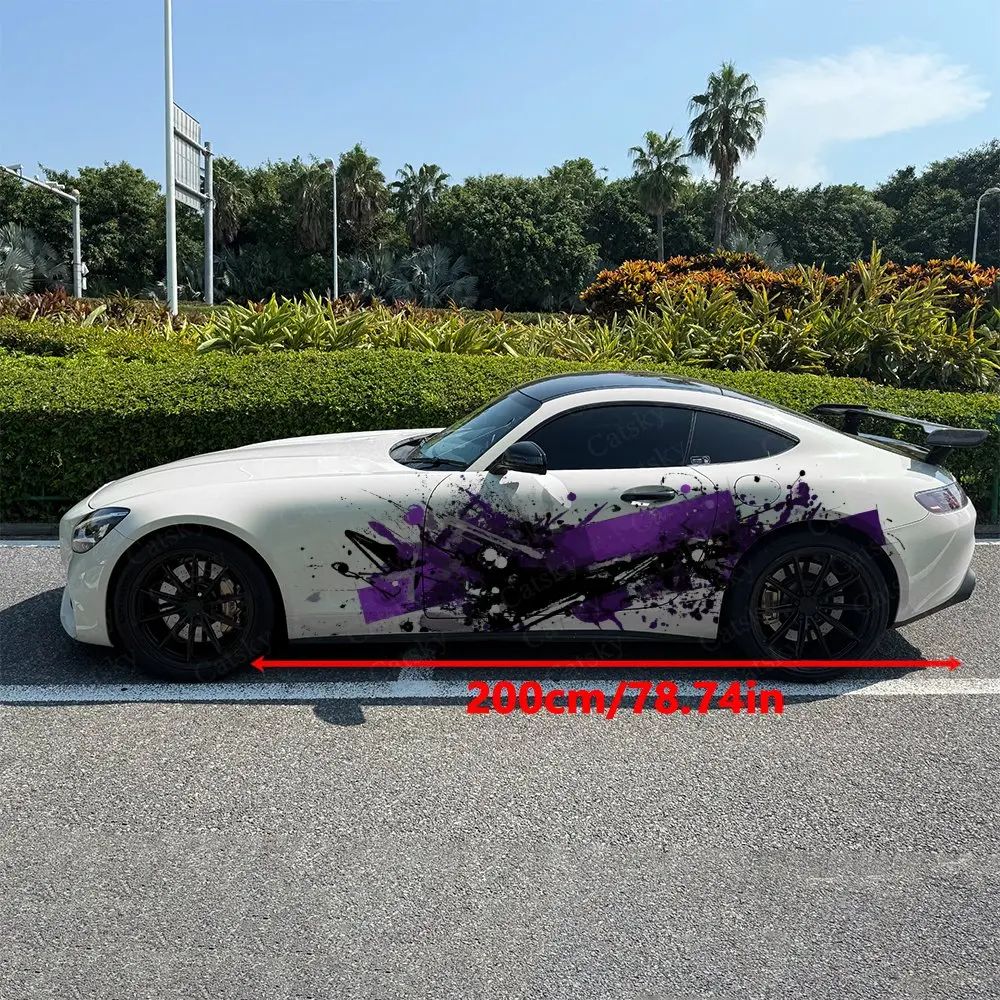 Black Purple Ink-Splatter Shadow, Durable, Fade-resistant, Enhance Vehicle Aesthetics With Bold Artistic Design Car Vinyl Wraps