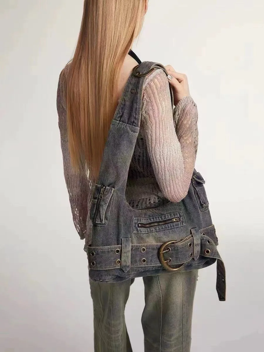 

Персонализированная джинсовая женская сумка через плечо, изысканный и минималистичный стиль, модная и авангардная сумка Bolsos mujer