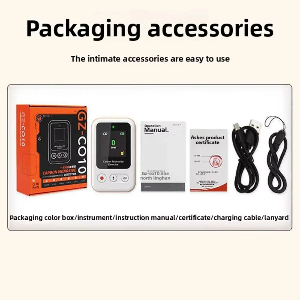 High Sensitivity Carbon Monoxide Detector High Definition LCD Display CO Detector Alarm Rechargeable Safety Monitor