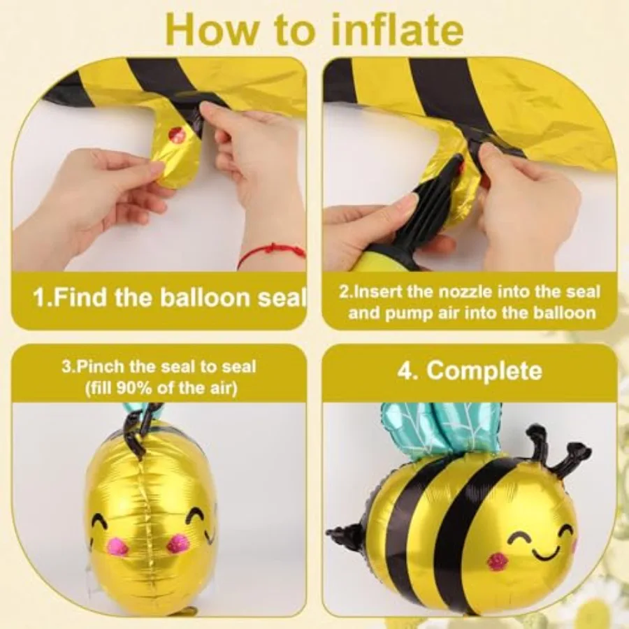 6個入り 蜂バルーン 31インチ 可愛い笑顔の蜂バルーン 黄色と黒の蜂ホイルマイラーバルーン 素敵な森のミツバチバルーン