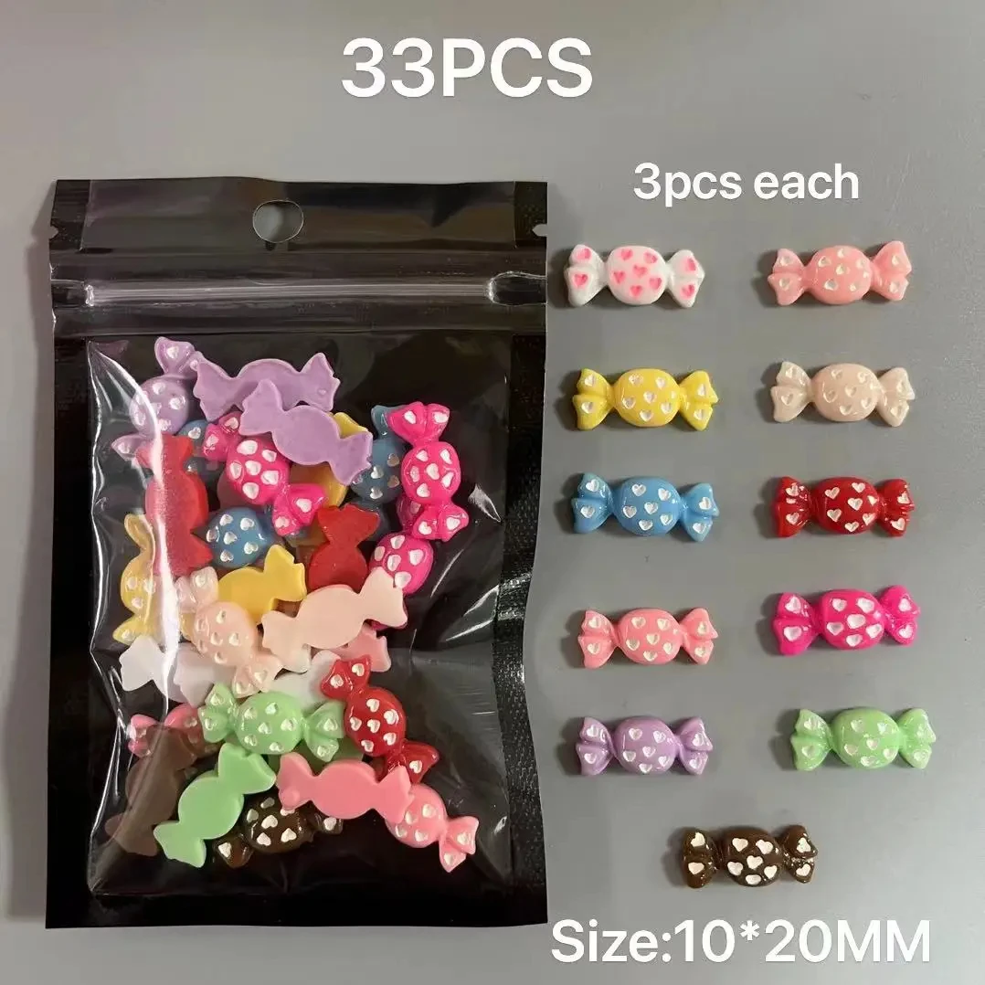 30Pcs Fasnionable Mixed Cute Resin Cartoon Bunny Bear Accessories Nail Charms Art Ice Cream Cake Donut Candy Decorations