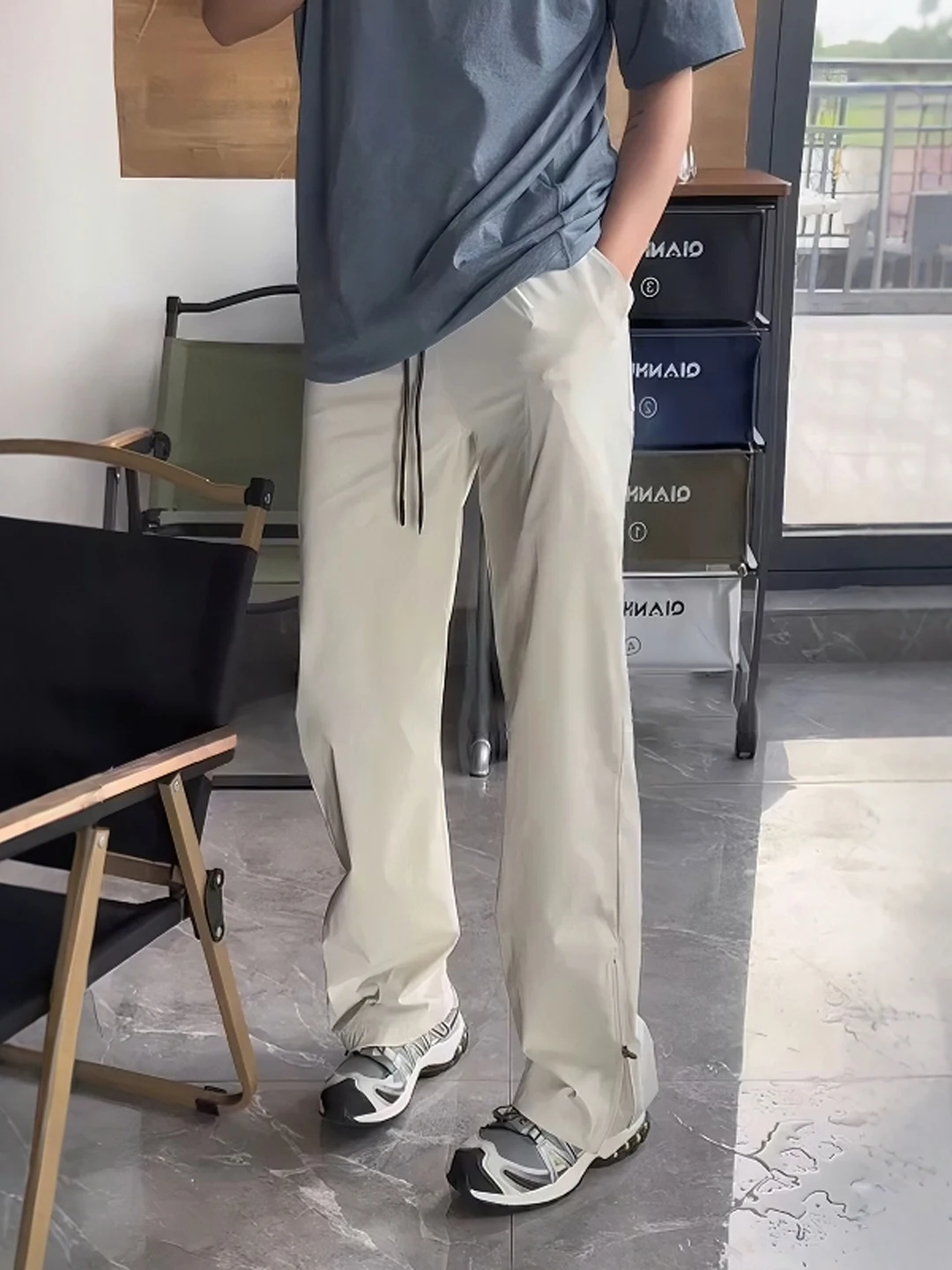 

Легкие уличные брюки для альпинизма с боковой молнией Cool Feeling, мужские летние тонкие брюки в американском стиле, спортивные повседневные брюки...