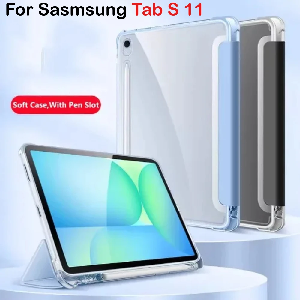 

Прозрачный чехол для смарт-планшета для нового Samsung Galaxy Tab S11 2025 11 дюймов S10 Lite 10,9 S10 FE S9 S8 S7 A11 + 8,7 дюйма ТПУ с крышкой для ручки