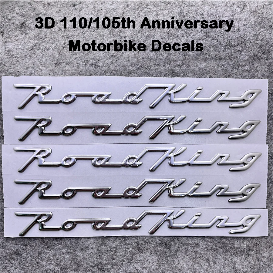 Juego de calcomanías cromadas para motocicleta, pegatinas 3D 110/105 ° aniversario, insignia de emblema para Harley Davidson Road King FLHRC, 5 unidades por juego